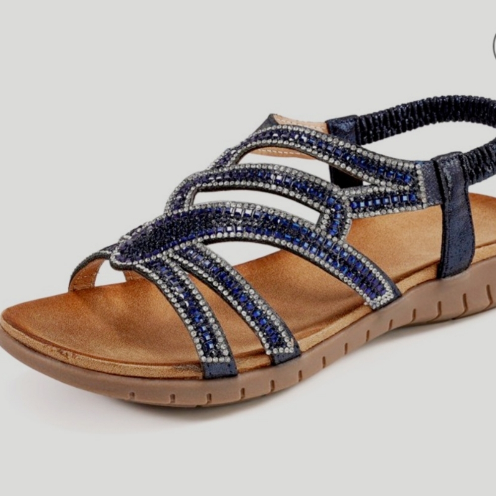 Women's Flat Bling Rhinestone Strap Sandals